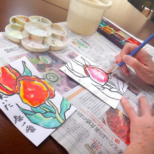 一足先に絵手紙でお花見です（3/24）